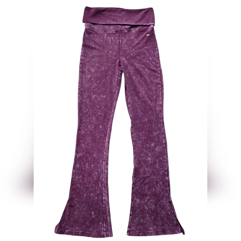 PINK Victoria's Secret Women's Rich Maroon Red Foldover Flare Legging Size SP